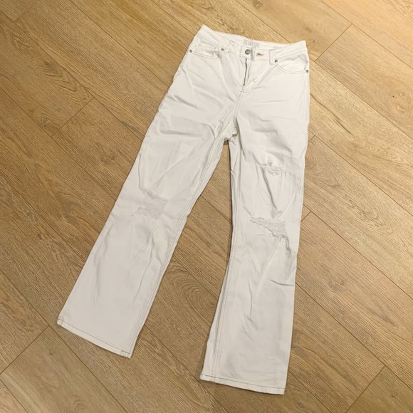 REWASH Super High Rise Wide Leg White Cream Jeans Size 28 - Picture 4 of 6